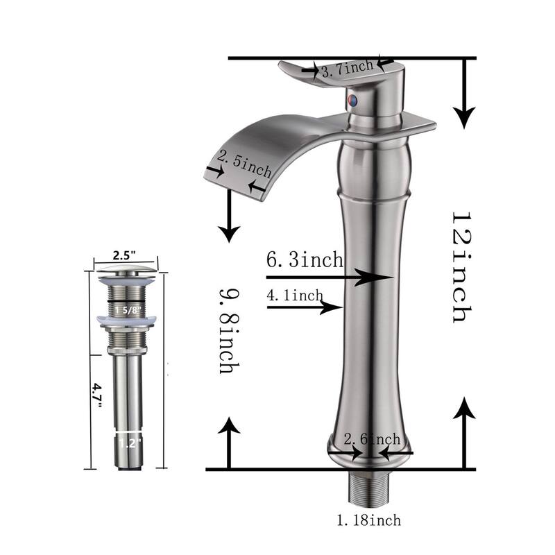 Brushed Nickle Waterfall Spout Single Handle Bathroom Faucet