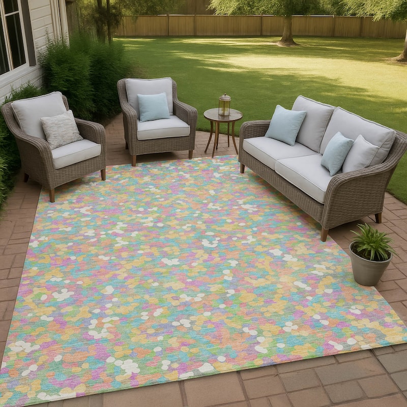 Machine Washable Indoor/ Outdoor Contemporary Halia Chantille Rug - Mint - 8' x 10'