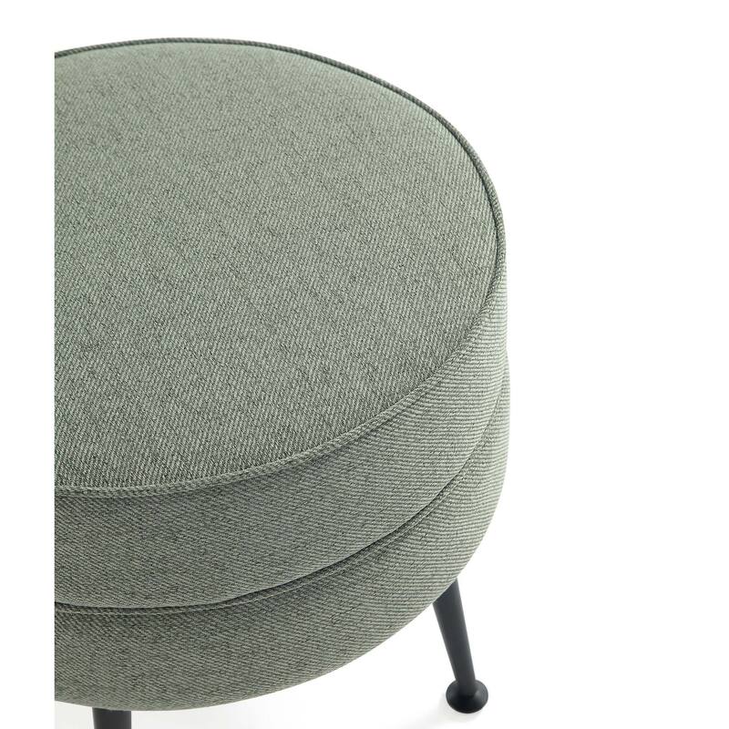 Upholstered Accent Ottoman with Metal Legs Mid Century Modern Design