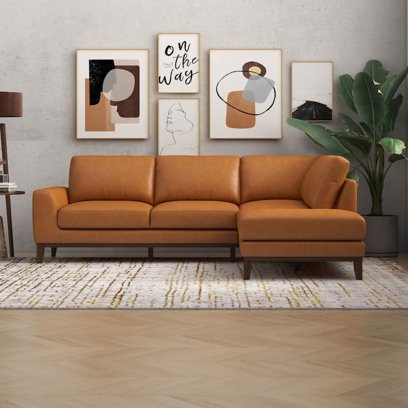 Miamo Mid Century Living Room Top Leather Corner Sectional Sofa
