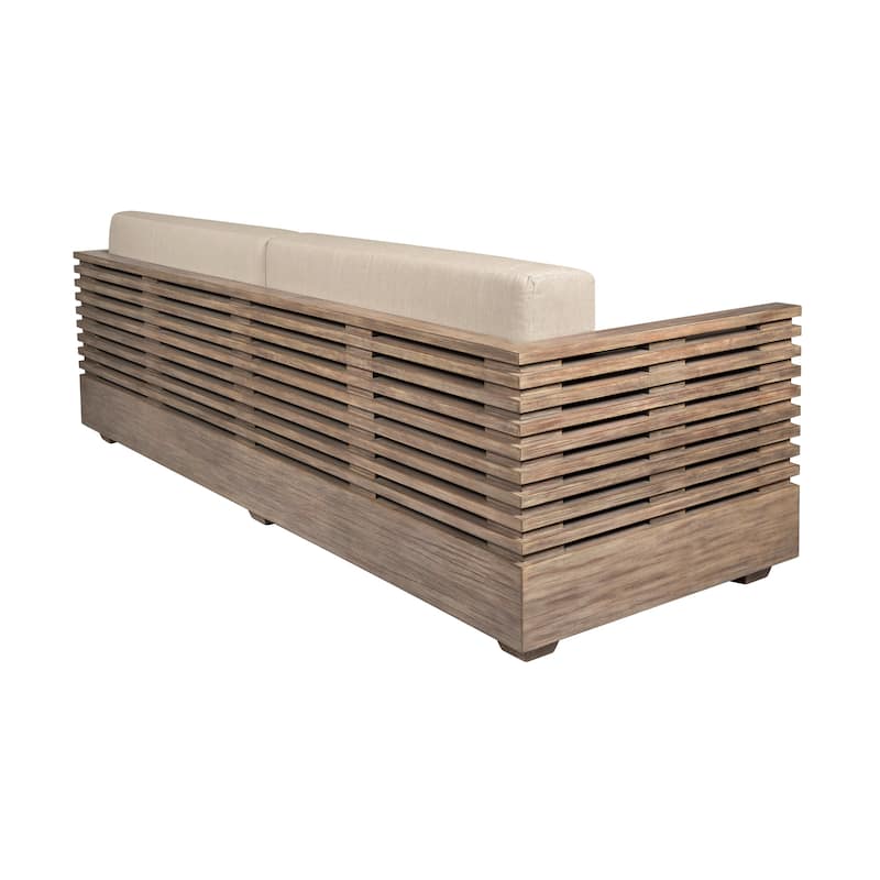 Vivid Eucalyptus Solid Wood All Weather Outdoor 3 Seater Patio Sofa with Olefin Cushions