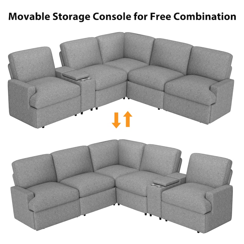 104'' Power Recliner Corner Sofa Home Theater Reclining Sofa Sectional Couches with Storage Box, Cup Holders, USB Ports