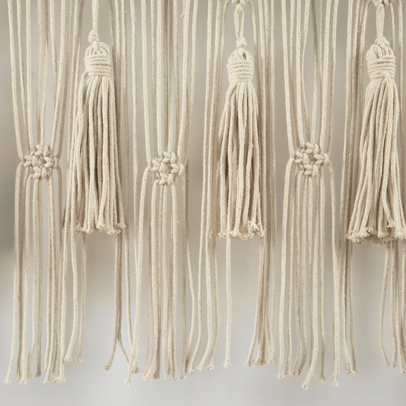 Lush Decor Boho Macrame Tassel Cotton Valance/Kitchen Curtain/Wall Decor Single - 30" x 40"