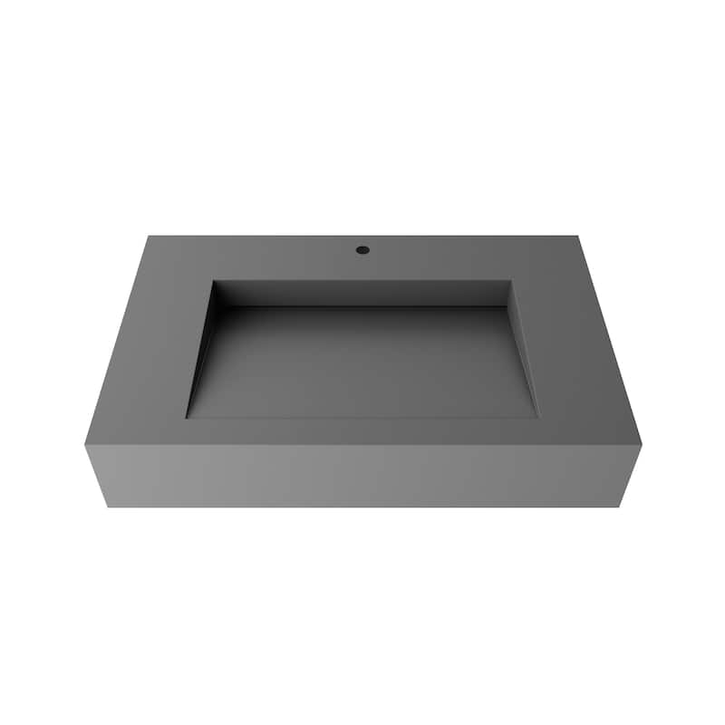 Pyramid Solid Surface Wall-Mounted Bathroom Sink - 30" - Grey