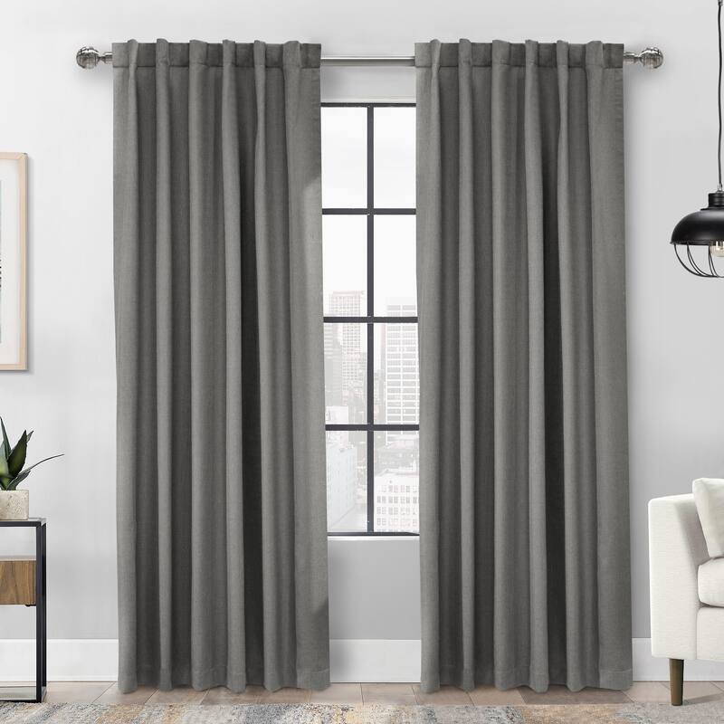 ThermaPlus Baxter Total Blackout Textured Dual Header Curtain Panel - 52" x 95" - Silver