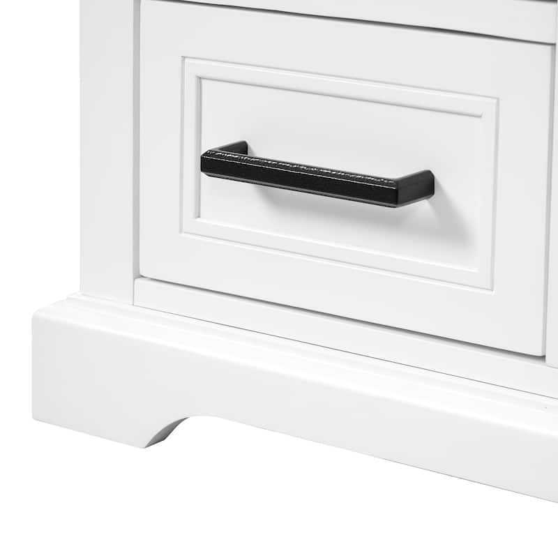 36" Modern Bathroom Vanity with Ceramic Sink, White Freestanding Cabinet with Soft-Close Doors, 3 Drawers & Adjustable Shelf