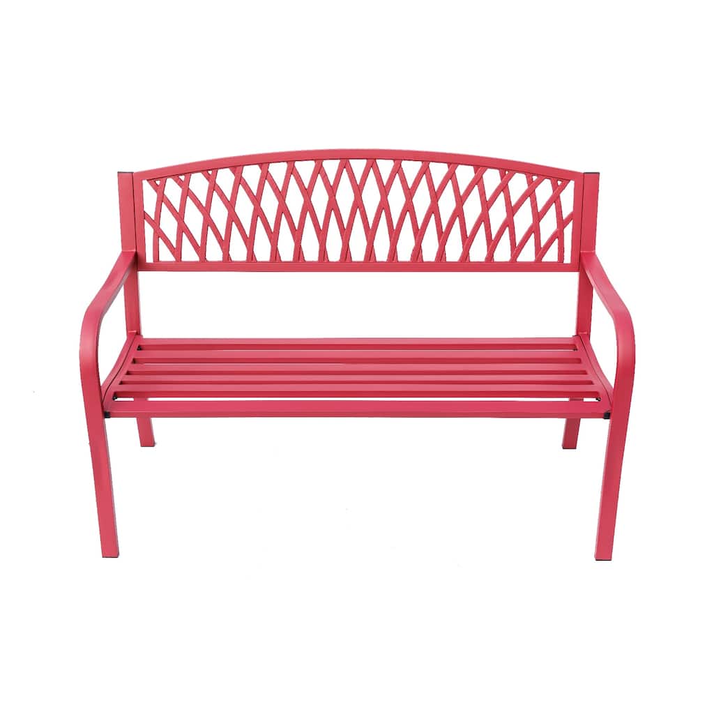 Cast Iron Outdoor Garden Bench - 50" - Red