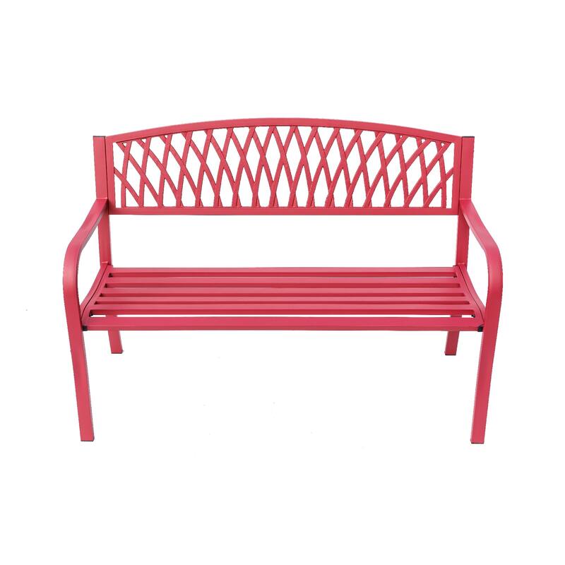 Cast Iron Outdoor Garden Bench - 50" - Red