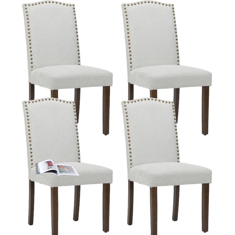 Dining Chairs With Upholstered Fabric - Set of 2 - Gray Linen
