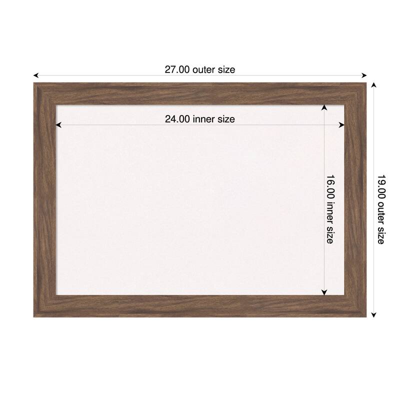 Pia Medium Brown Narrow Framed Cork Board - Bulletin Board, Organization Board, Pin Board - White - 27 x 19 in