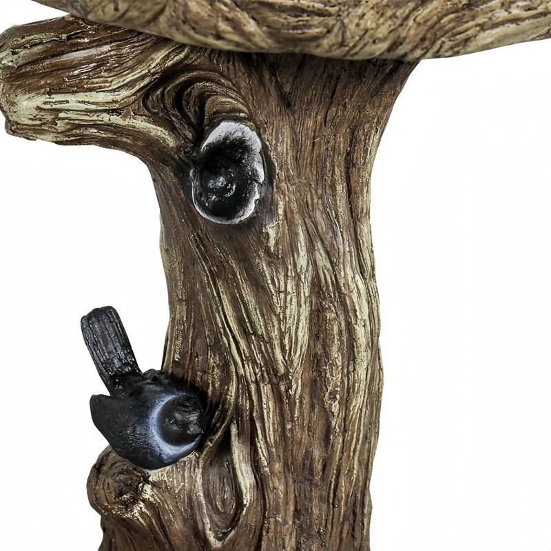 SunJet 23" Tall Tree Trunk Concrete Bird Bath - 23'' H X 17.7'' W X 17.7'' D