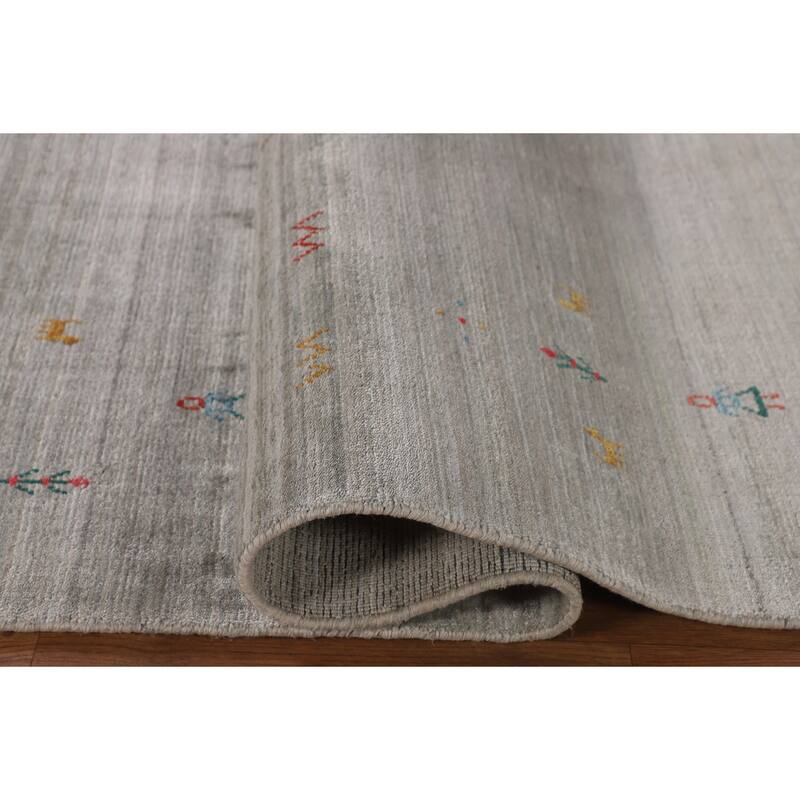 Beige Tribal Gabbeh Oriental Area Rug Handmade Wool Carpet - 7'11" x 9'8"