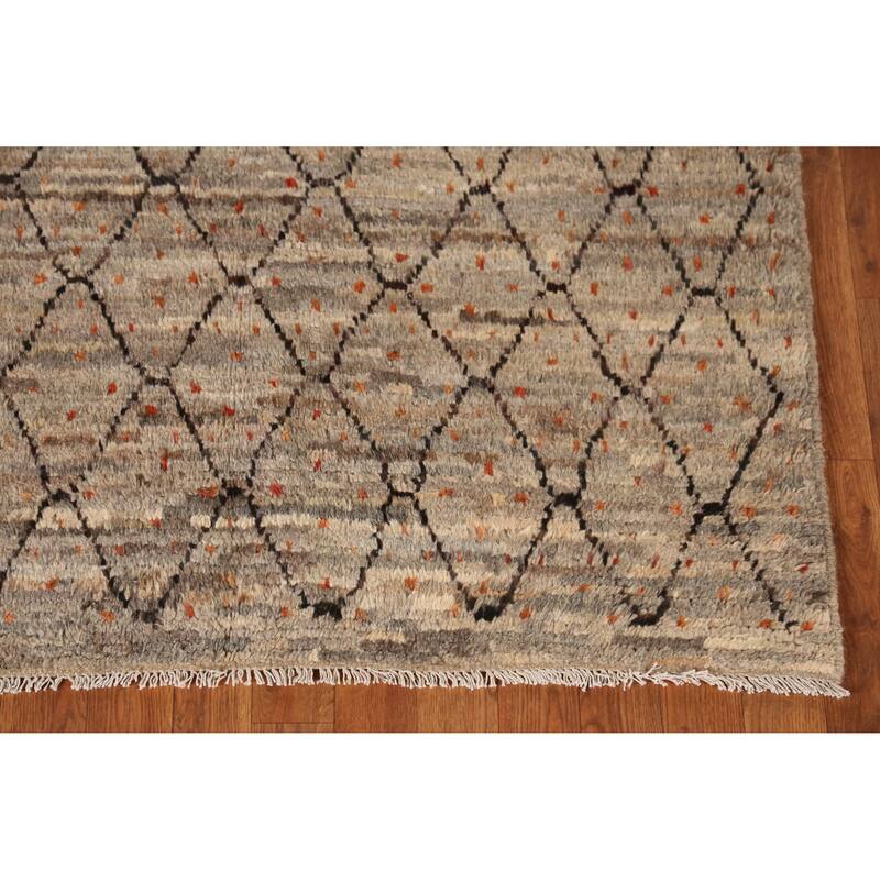All-Over Trellis Moroccan Oriental Rug Handmade Wool Carpet - 4'3" x 5'8"