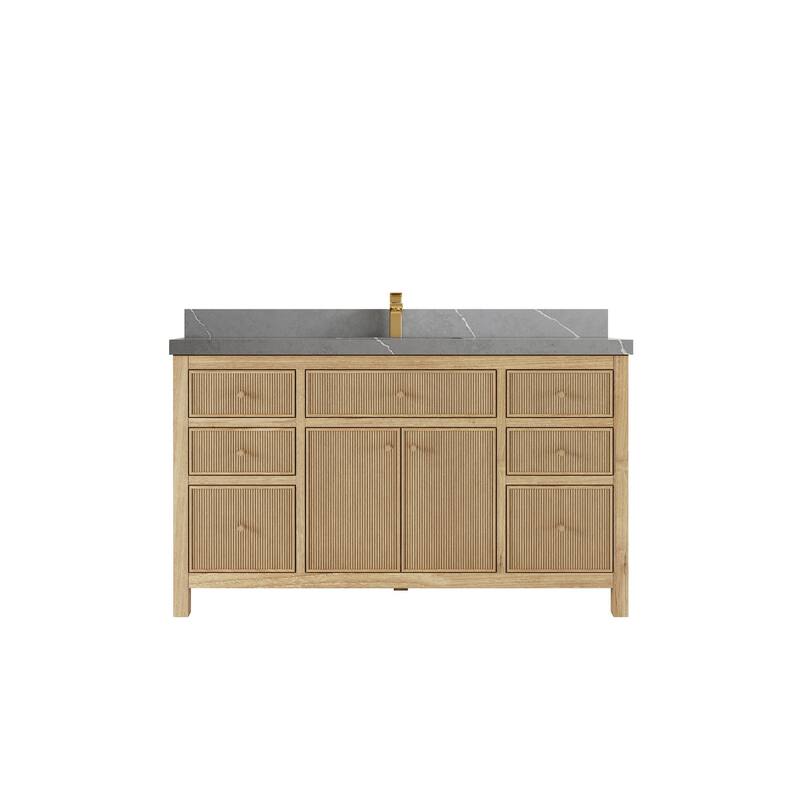 Willow Collections 60 in. W x 22 in. D Sonoma Teak Wood Single Sink Bathroom Vanity with Countertop