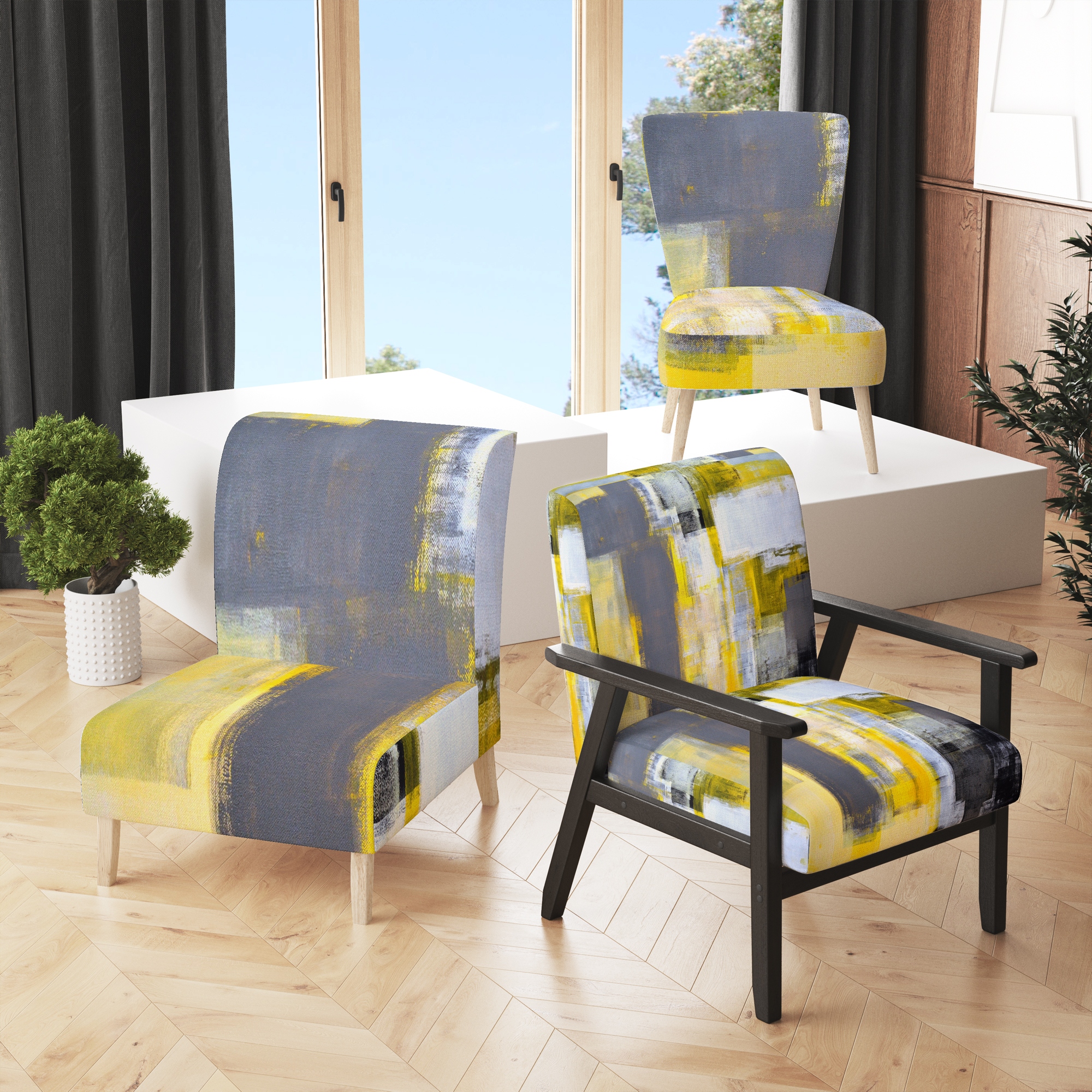 Yellow grey shop chair