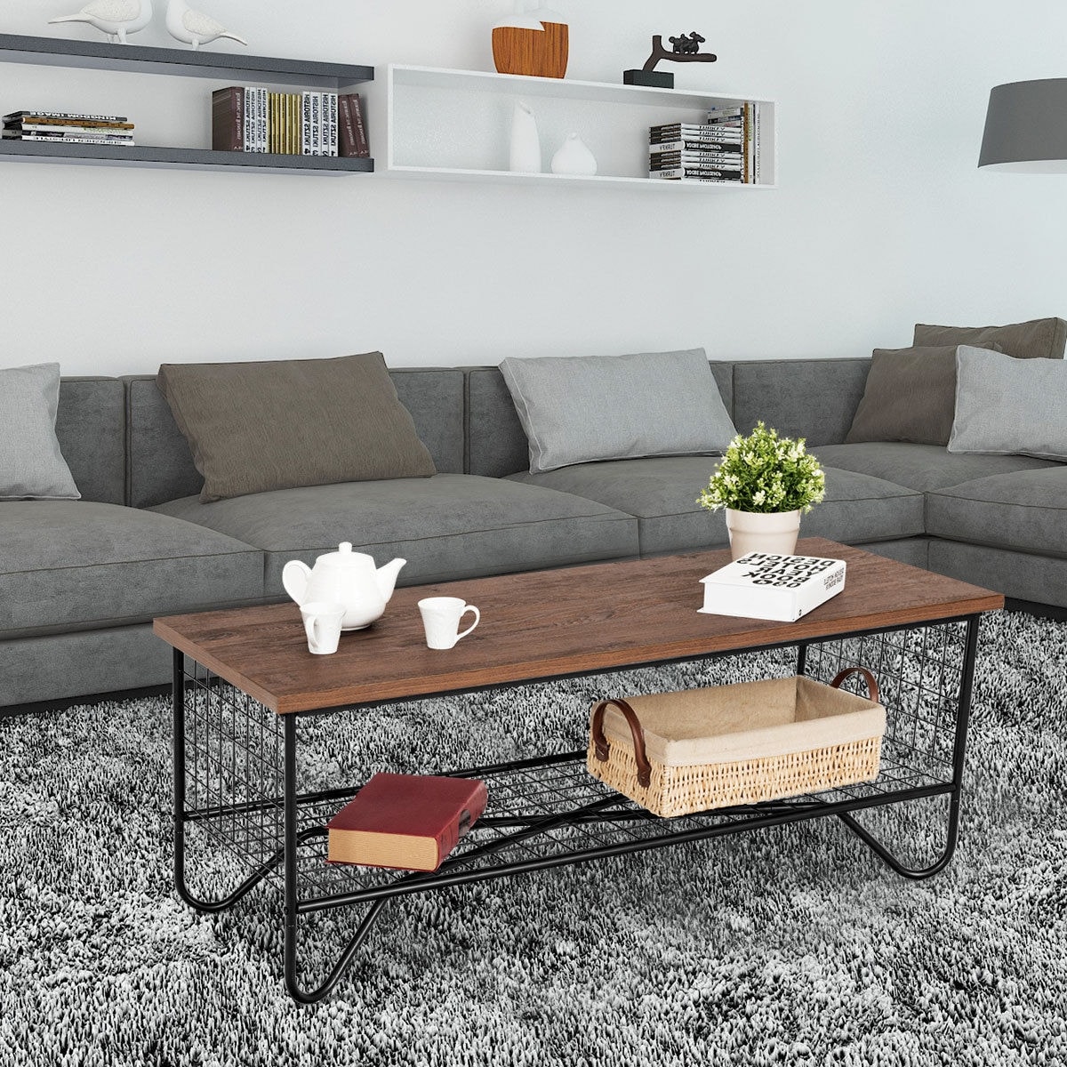 Gymax Coffee Accent Tail Sofa Side Table Solid Metal Accent Tail Sofa Side Table