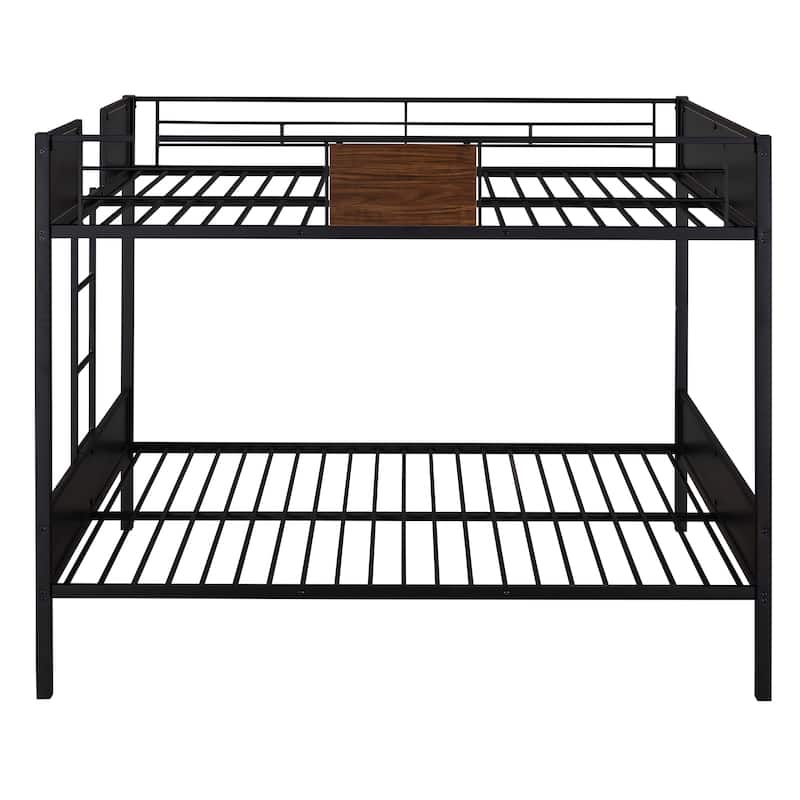 Metal Bunk Bed Modern Style Steel Frame with Safety Rail, Built-in Ladder for Bedroom, Dorm, Boys, Girls, Adults