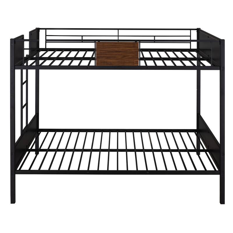 Modern Steel Frame Full-Over-Full Bunk Bed with Safety Rail and Built-in Ladder