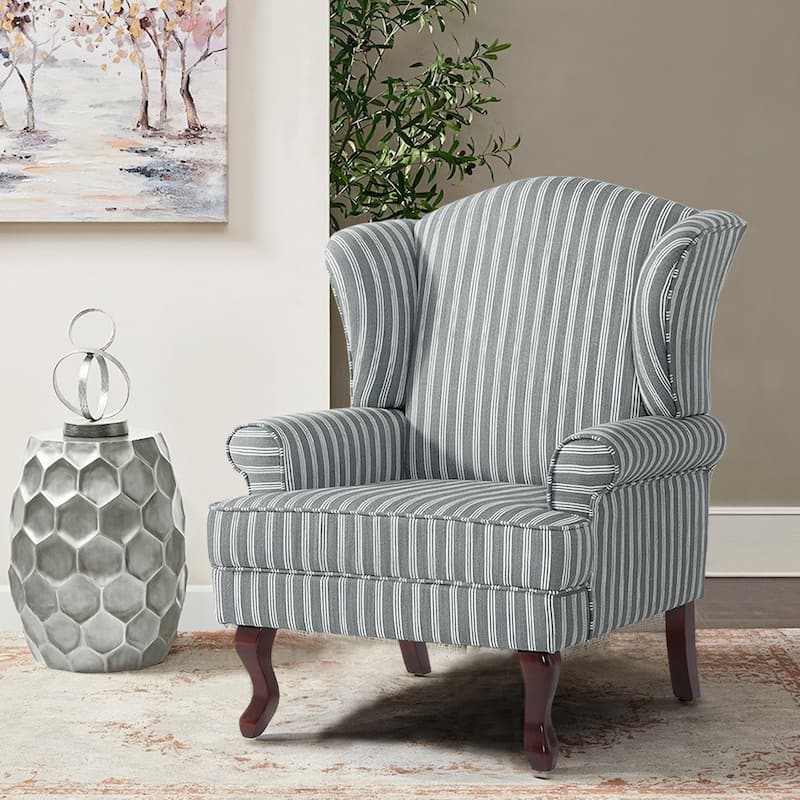 31" W Modern Upholstered Linen Wing Back Accent Chair with Rolled Arm
