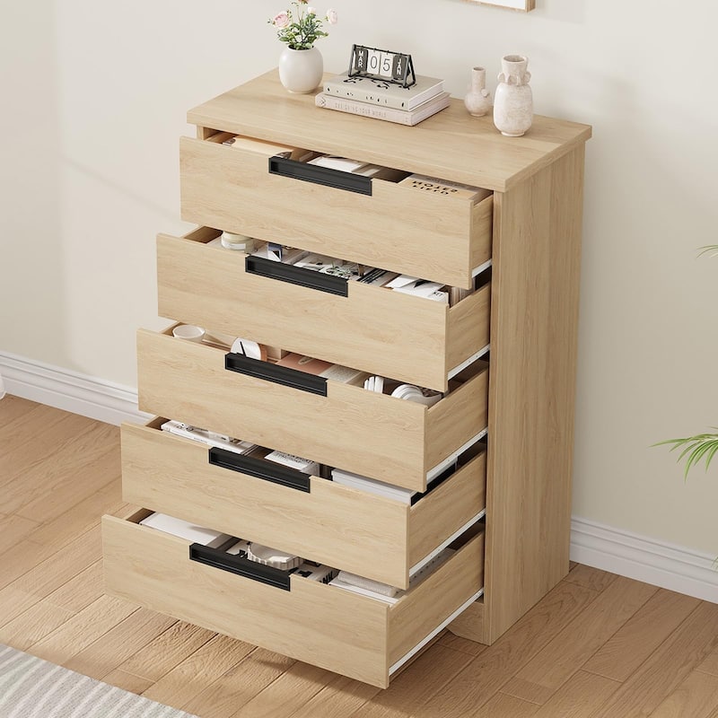 4/5 Drawer Dresser for Bedroom,Wooden Dresser Chest of Drawers with Embedded Handles
