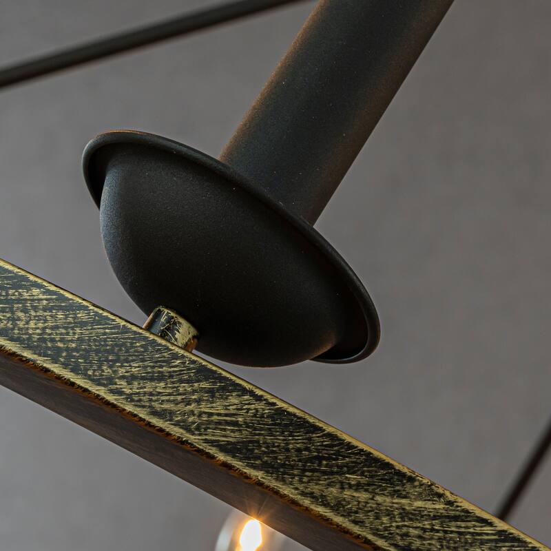 CraftHome 37'' 12-Light Modern Chandelier Round Industrial Candle In Vintage Brushed Gold Over Black Finish For Living Room