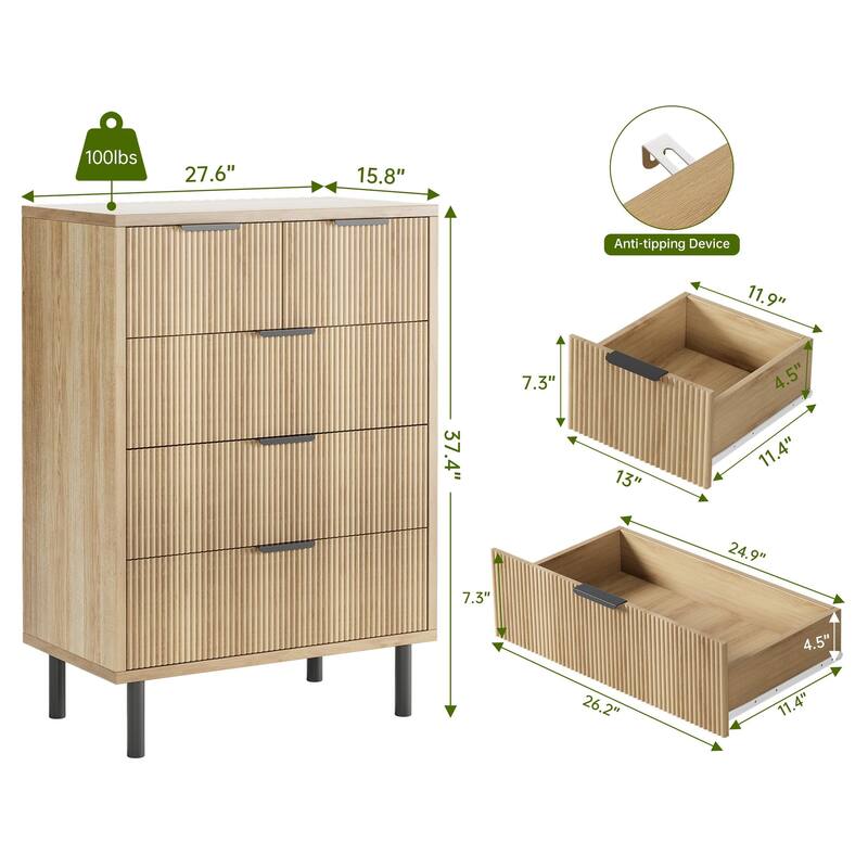 5 Drawer Dresser for Bedroom, Modern Wood Chest of Drawers with Wide Drawers