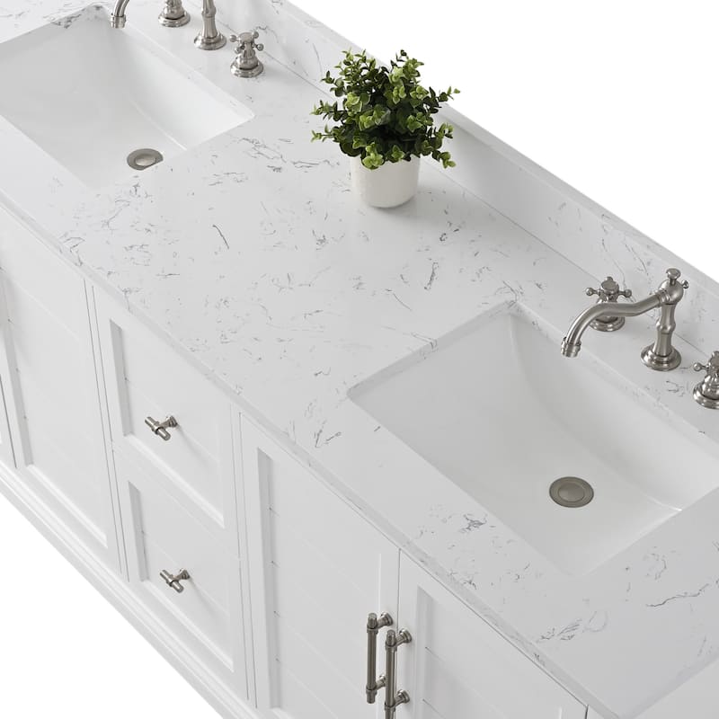Vanity Art 72" Double Sink Bathroom Vanity with Top & Backsplash