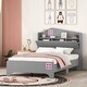 preview thumbnail 10 of 38, House Platform Bed with Storage House shape Headboard, Storage Shelf, Funny Design, Solid Construction Twin - Grey