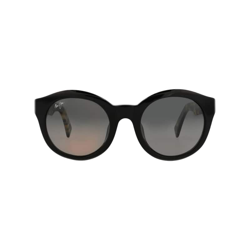 Maui Jim Round-Frame Acetate Sunglasses - Black Tortoise Grey - Black - Grey Lens