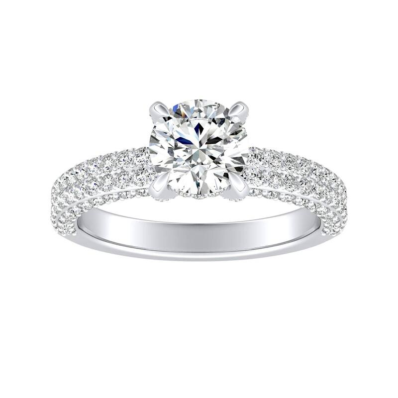 Auriya 14k Gold Unique 1 1/3cttw Double Edged Pave Diamond Engagement Ring (G-H, VS1-VS2) - 4 - White