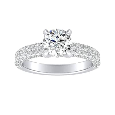 Auriya 14k Gold Unique 1 1/3cttw Double Edged Pave Diamond Engagement Ring (G-H, VS1-VS2)