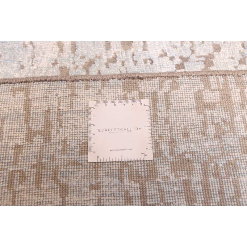 ECARPETGALLERY Hand-knotted Legacy Light Blue Silk, Wool Rug - 2'5 x 10'3