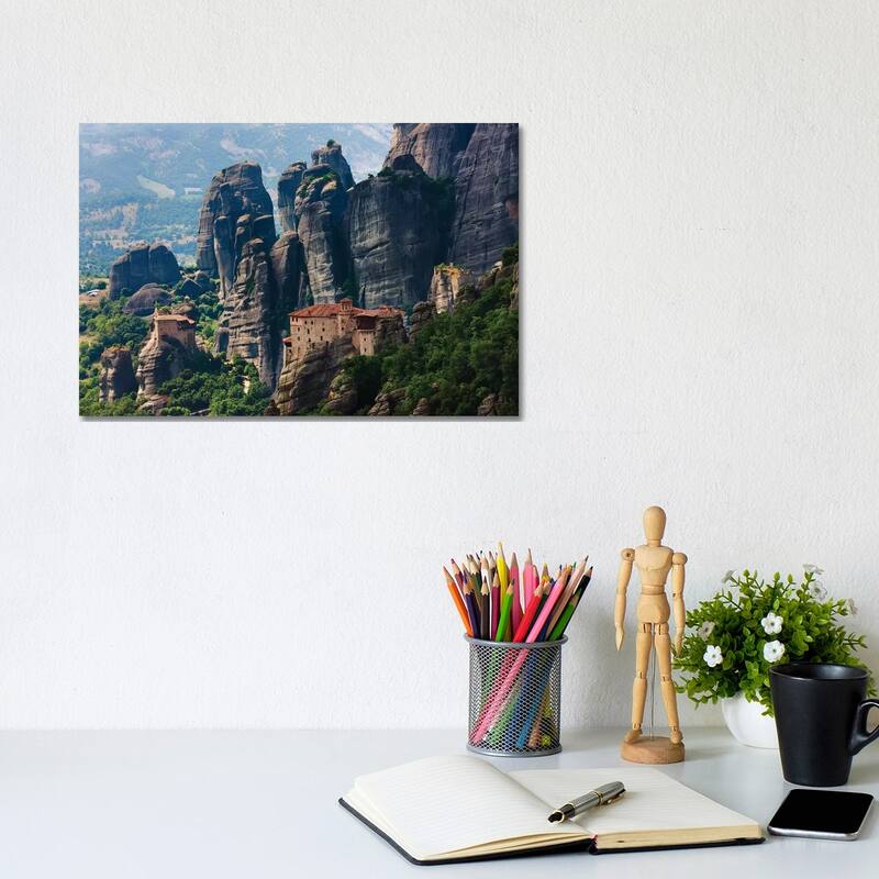 iCanvas "St. Nikolaos Anapafsas Monastery and Monastery of Roussanou, Meteora, Greece" by Keren Su Canvas Print - 8x12x0.75