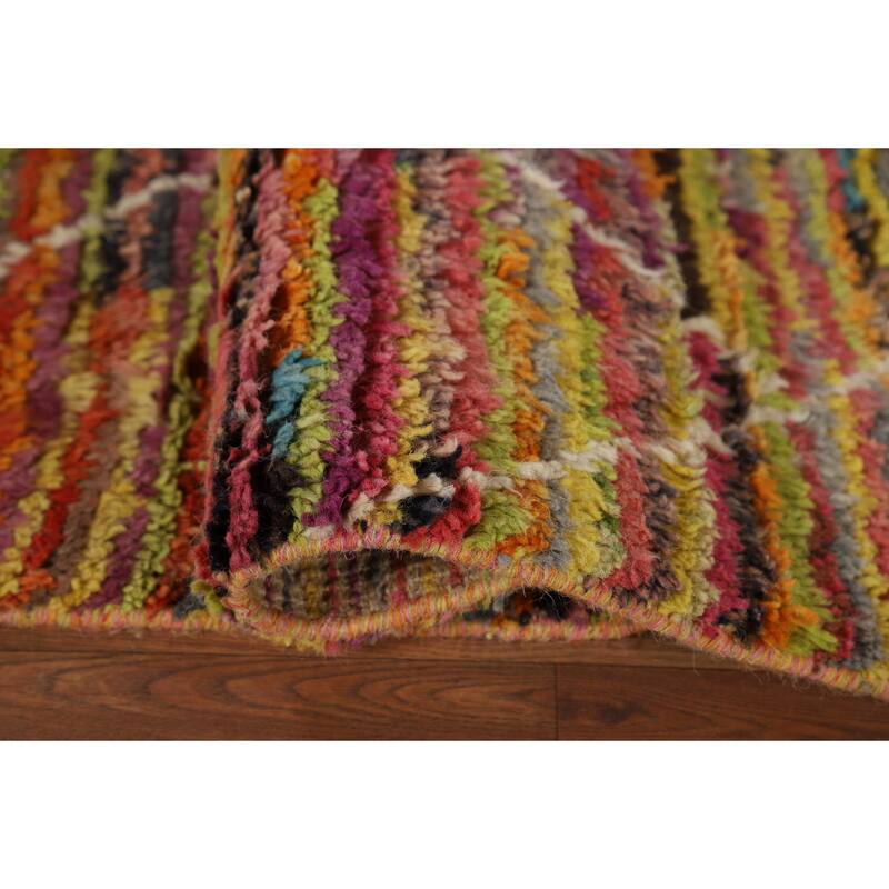 All-Over Trellis Moroccan Oriental Area Rug Hand-Knotted Wool Carpet - 6'2" x 9'2"