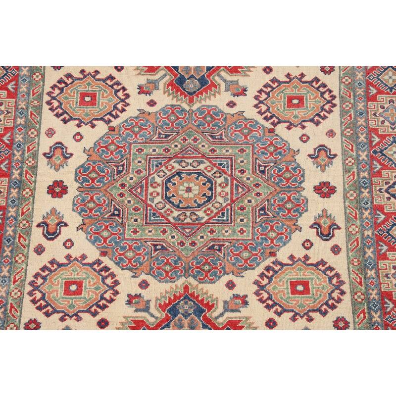 Kazak Oriental Area Rug Handmade Traditional Beige Wool Carpet - 5'0" x 6'6"