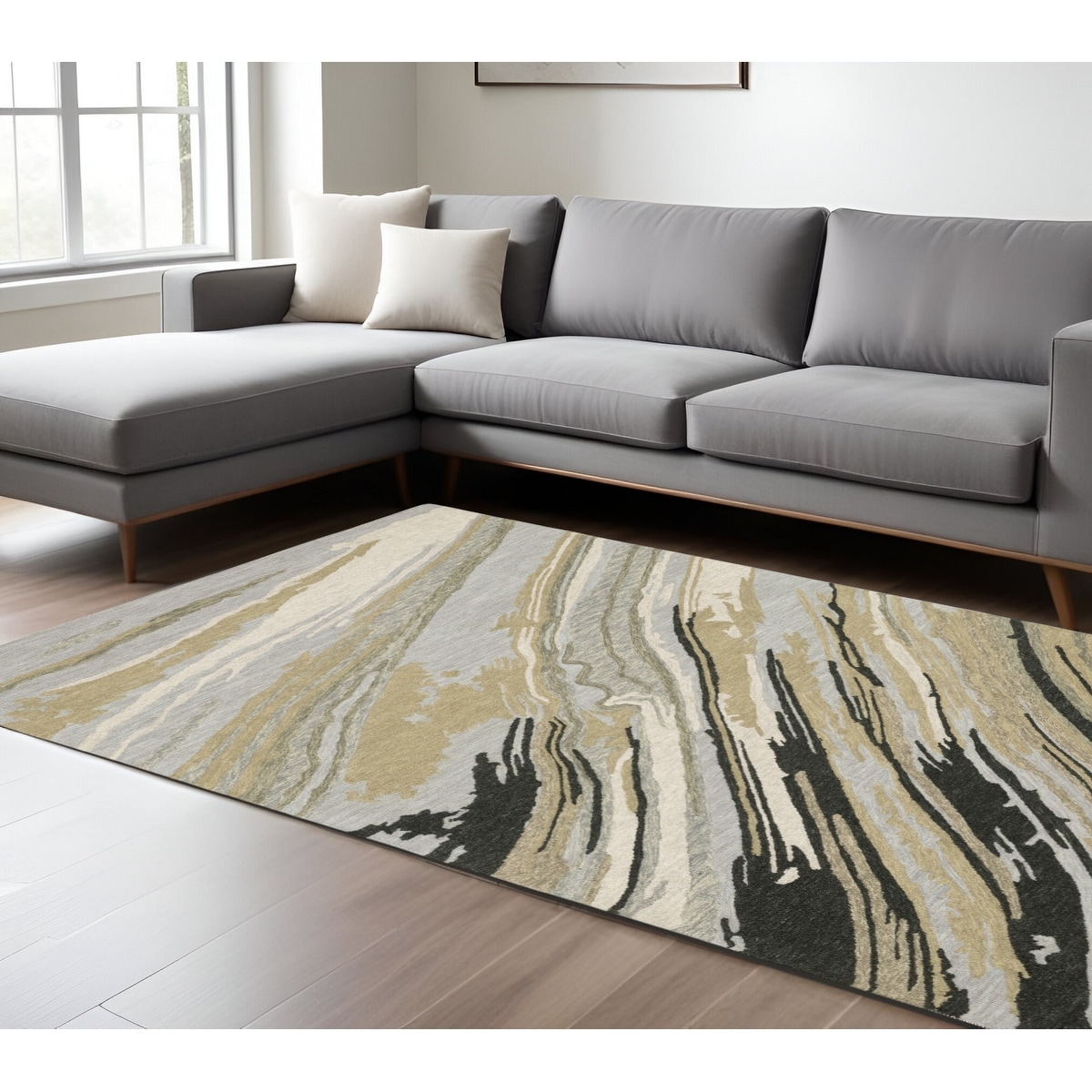 HomeRoots Tima Abstract Modern Rectangle Area Rug