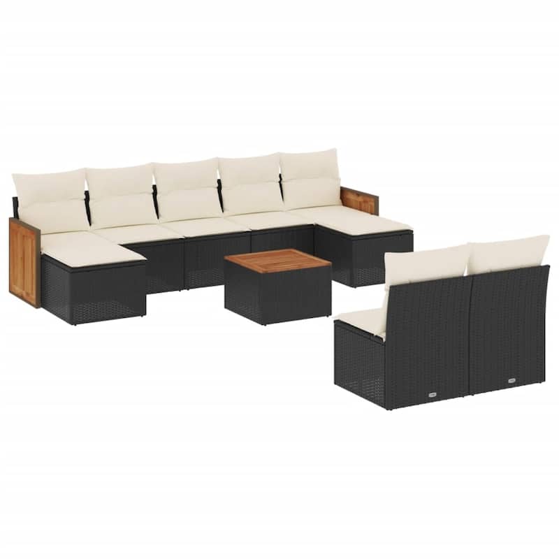 vidaXL Patio Sofa Set with Cushions Outdoor Conversation Furniture Poly Rattan - 21.7 x 21.7 x 14.6