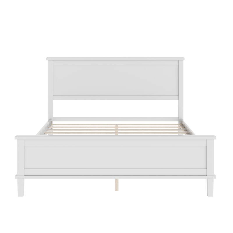 Wood Platform Bed with Headboard and Wood Slat Support