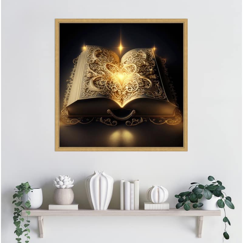 Divine Book of Love by Jake Fouracre Framed Canvas Wall Art Print - Sylvie Bright Gold