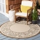preview thumbnail 16 of 119, SAFAVIEH Courtyard Mardell Waterproof Backyard Patio Rug 5'3" x 5'3" Round - Natural/Brown