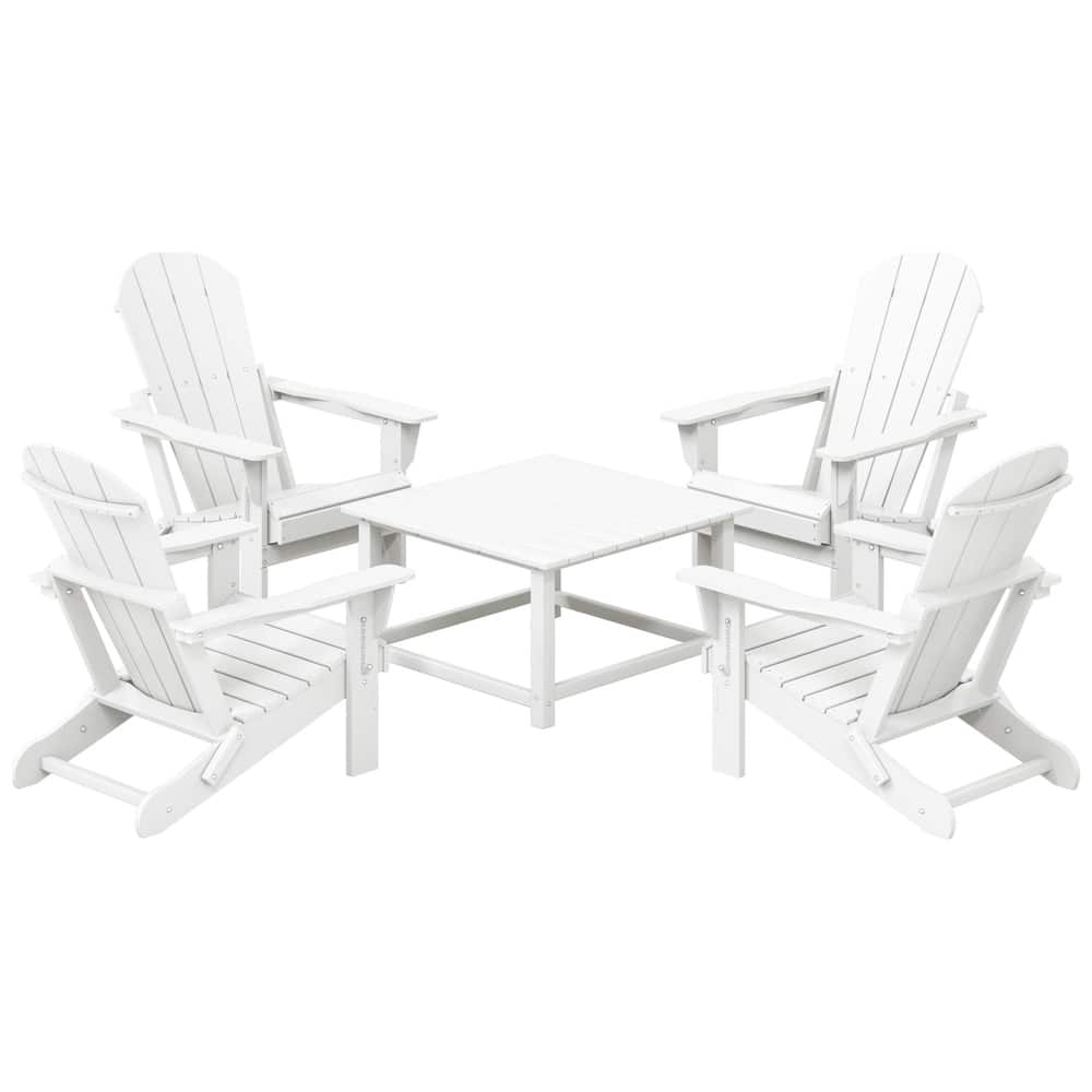 Laguna Outdoor 5-Piece Adirondack Chair With Square Coffee Table Conversation Set
