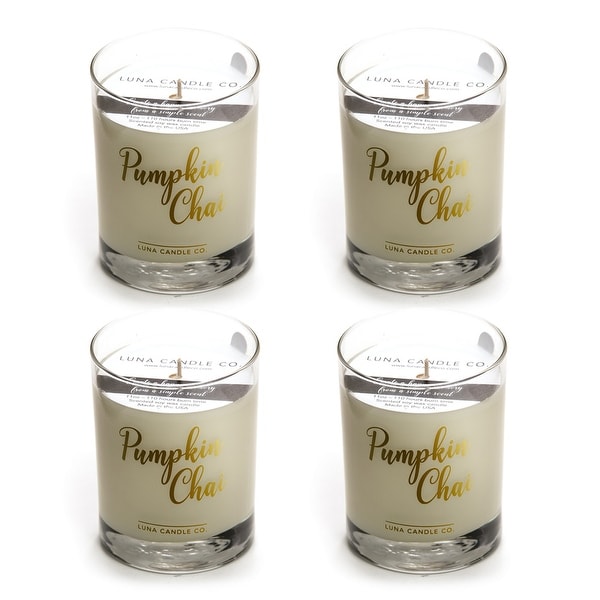 Pumpkin Chai Candle, Fall Decor, Premium Soy Blend Wax, USA (4 Pack)