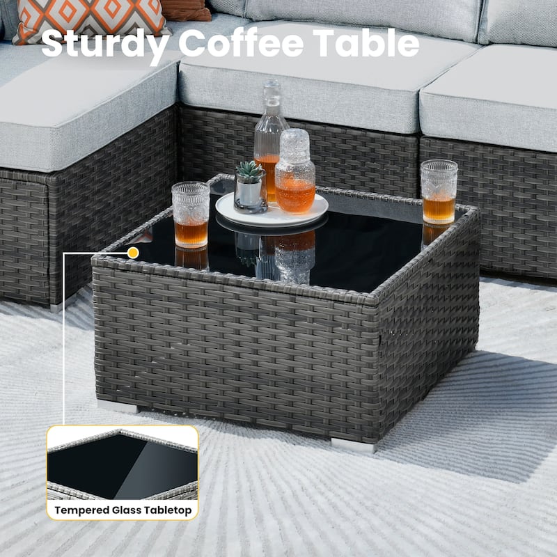 XIZZI 7-Piece Outdoor Wicker Sectional Set with Coffee Table