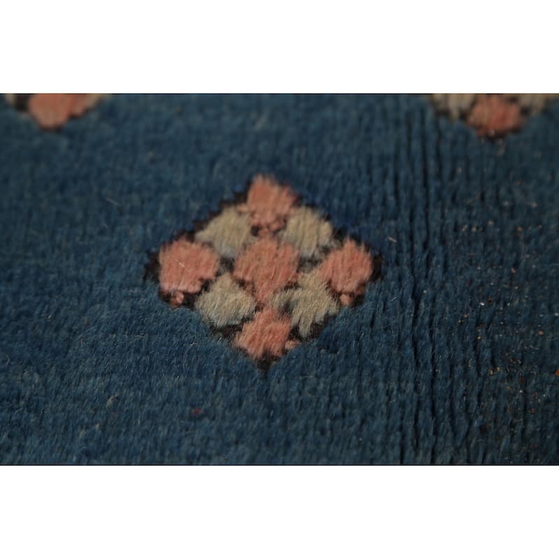 Blue Geometric Anatolian Turkish Area Rug Handmade Wool Carpet - 8'2"x 12'3"