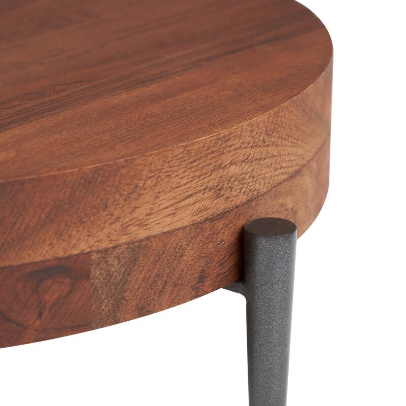 Brown Wood Living Room Decor Tray with Black Metal Legs