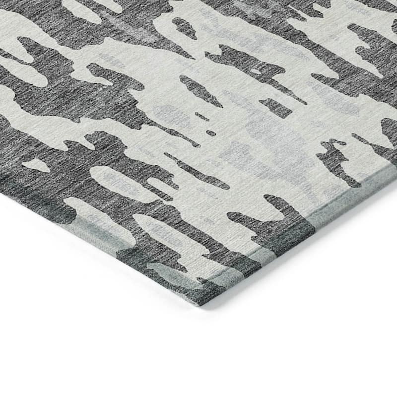 Machine Washable Indoor/ Outdoor Abstract Contemporary Chantille Rug