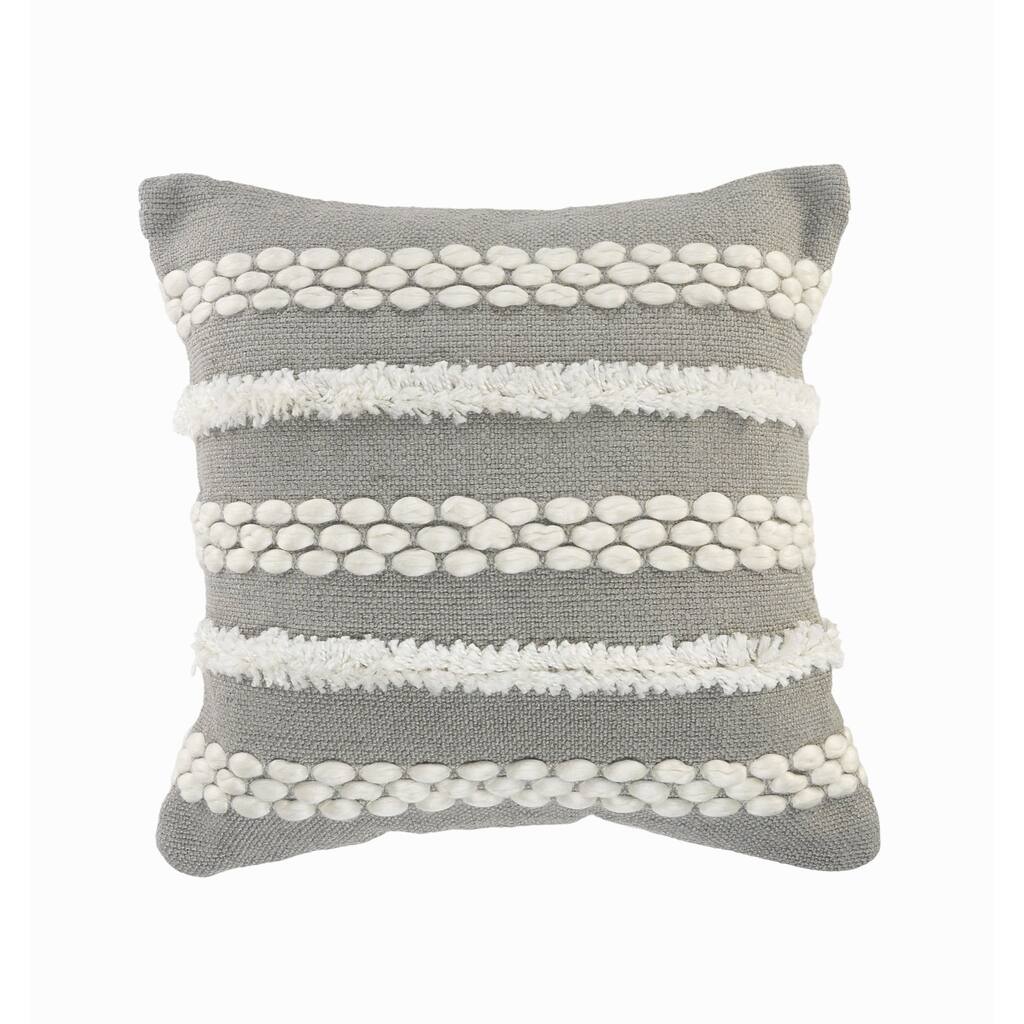 20" Gray and White Textured Square Throw Pillow