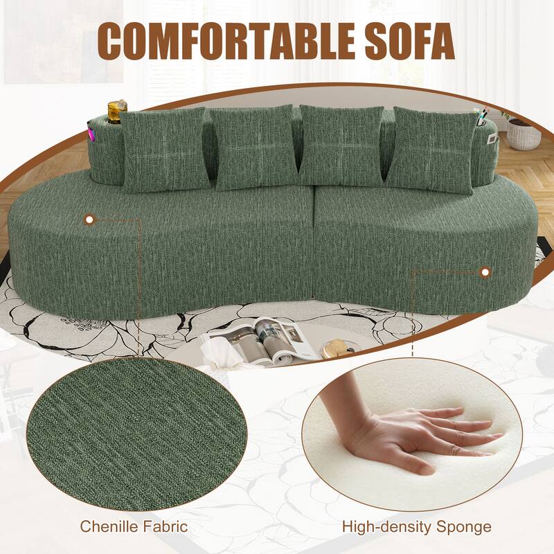 Modern Curved Sectional 3 Seat Minimalist Elegant Half Moon Sofa Compressed Modular Sectional Sofa for Living Room, Office