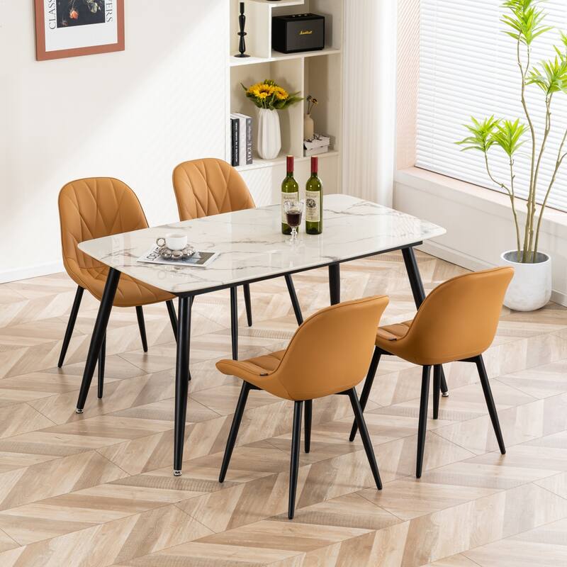 Modern Dining Chairs Set of 2 with Curved Backrest