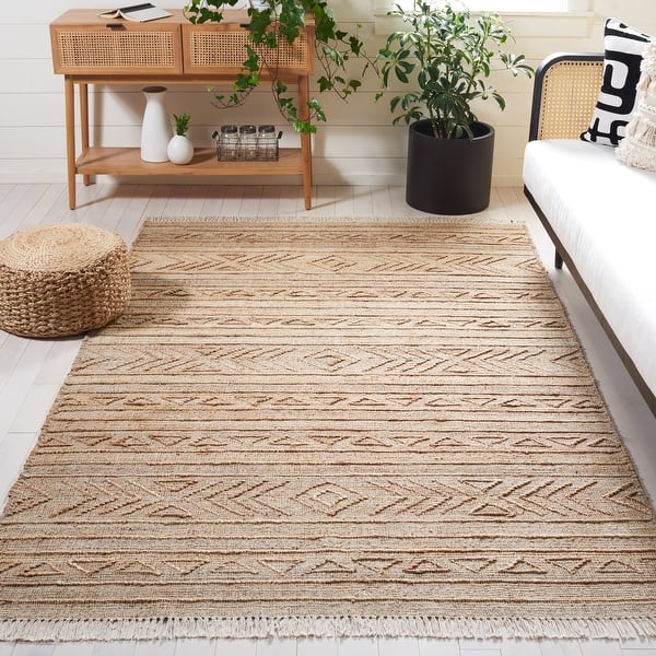 SAFAVIEH Handmade Natural Fiber Selamije Boho Jute Fringe Rug On Sale